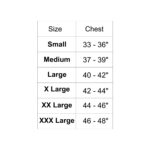 Neoprene Zipped Wetsuit Vest Size Chart